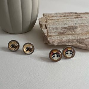 Classic Cat Stud Earring Set - Trendy Cute Cat Round Stud Earrings